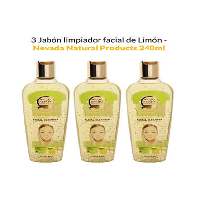 NEVADA NATURAL PRODUCTS PACK 3 DESMAQUILLANTE FACIAL PRODUCTS JABON LIMPIADOR LIMON 240 ML