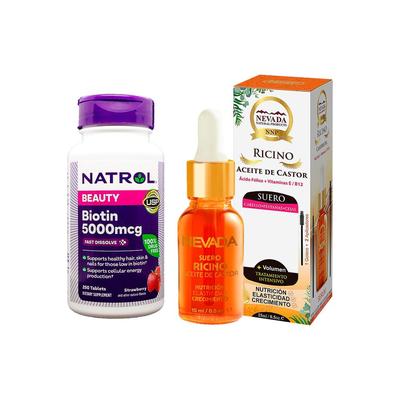 NEVADA NATURAL PRODUCTS RICINO ACEITE DE CASTOR 15ML + BIOTIN NATROL 5000 MCG