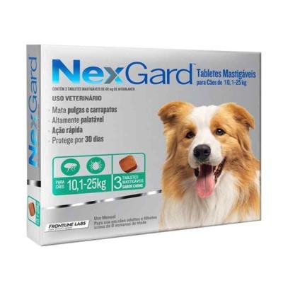 NEXGARD ANTIPULGAS PARA PERROS DE 10.1 A 25 KG 3 TABLETAS