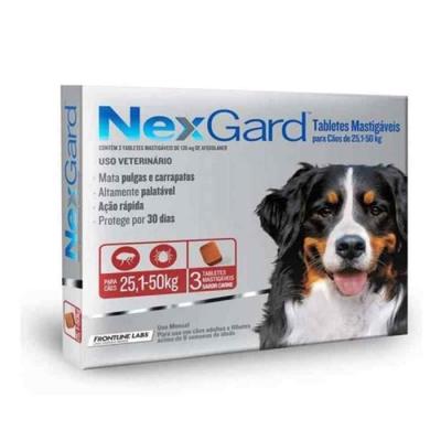 NEXGARD ANTIPULGAS PARA PERROS DE 25.1 A 50KG 3 TABLETAS