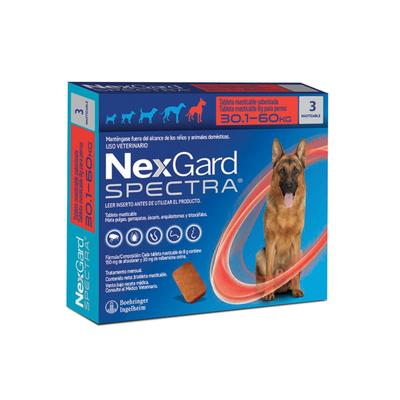 NEXGARD SPECTRA ANTIPULGAS PARA PERRO 30.1 A 60KG 3 TABLETAS