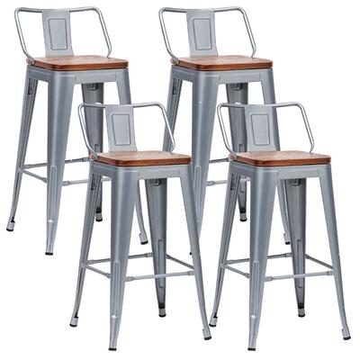 NOVAHUS SET X 4 SILLAS DE BAR TOLIX ASIENTO DE MADERA GRIS 4