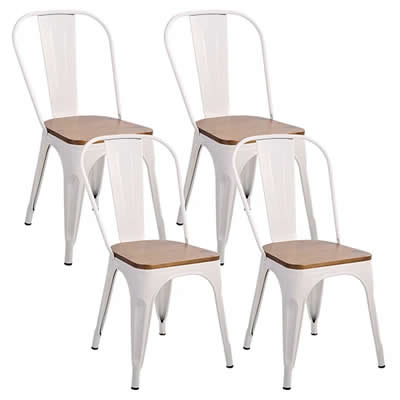 NOVAHUS SET X 4 SILLAS DE COMEDOR TOLIX VINTAGE ASIENTO MADERA 4