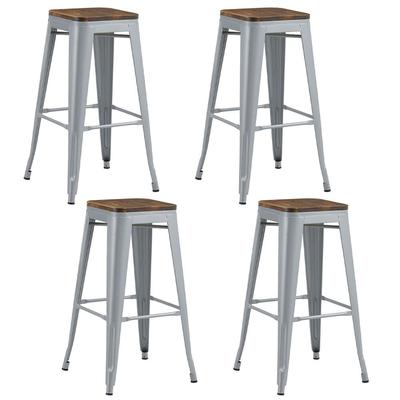 NOVAHUS SET X 4 SILLAS DE METAL TOLIX CON ASIENTO MADERA GRIS 4