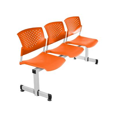 OFIDEAS BANQUETA DE ESPERA TANDEM BUTTERFLY BASE GRIS 3 ASIENTOS NARANJA