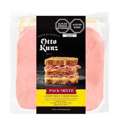 OTTO KUNZ - PACK MIXTO JAMON PIZZA Y QUESO EDAM 340G