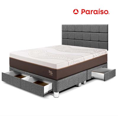PARAISO ROYAL ABRAZZO DORMITORIO CON CAJONES KING + CABECERA BLOCKS GRIS KING