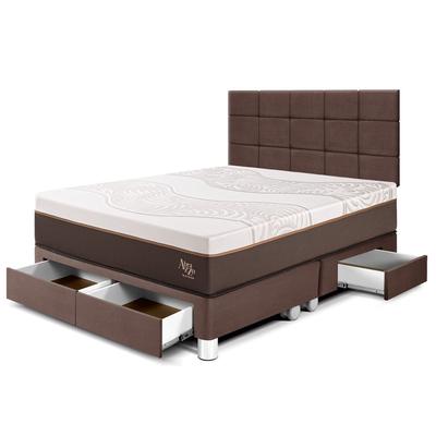 PARAISO ROYAL ABRAZZO DORMITORIO CON CAJONES QUEEN + CABECERA BLOCKS CHOCOLATE