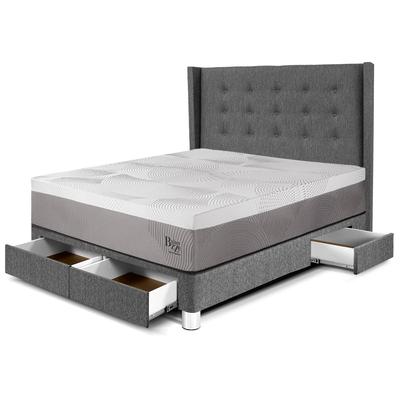 PARAISO ROYAL BALANZZE DORMITORIO CON CAJONES + CABECERA GOLD 2 PLAZAS GRIS