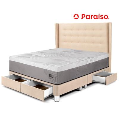 PARAISO ROYAL BALANZZE DORMITORIO CON CAJONES + CABECERA GOLD QUEEN CHAMPAGNE