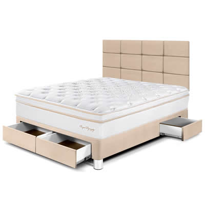 PARAISO ROYAL DYNASTY DORMITORIO CAJONES 2 PLAZAS Y CABECERA BLOCKS CHAMPAGNE