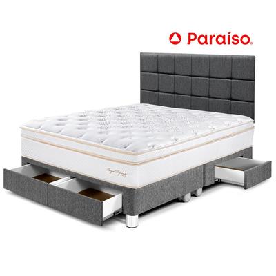 PARAISO ROYAL DYNASTY DORMITORIO CAJONES KING Y CABECERA BLOCKS GRIS