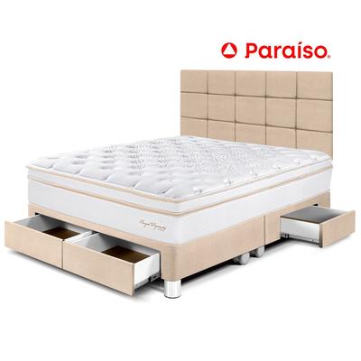 PARAISO ROYAL DYNASTY DORMITORIO CAJONES QUEEN Y CABECERA BLOCKS CHAMPAGNE