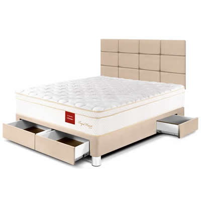 PARAISO ROYAL PRINCE DORMITORIO CAJONES 2 PLAZAS CABECERA BLOCKS CHAMPAGNE