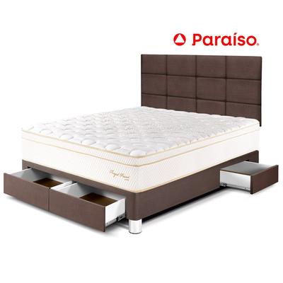 PARAISO ROYAL PRINCE DORMITORIO CAJONES 2 PLAZAS CABECERA BLOCKS CHOCOLATE