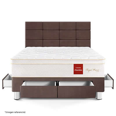 PARAISO ROYAL PRINCE DORMITORIO CAJONES 2 PLAZAS CABECERA BLOCKS GRIS