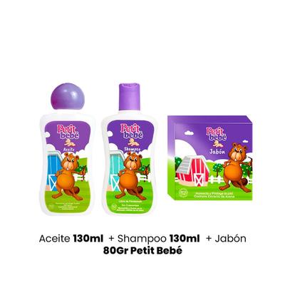 PETIT BEBE ACEITE 130ML + SHAMPOO 130ML + JABON 80GR PETIT BEBE