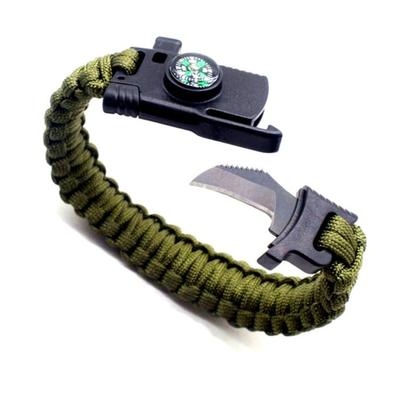 PULSERA TACTICA PARACORD CAMPING Y SUPERVIVENCIA CON NAVAJA VERDE