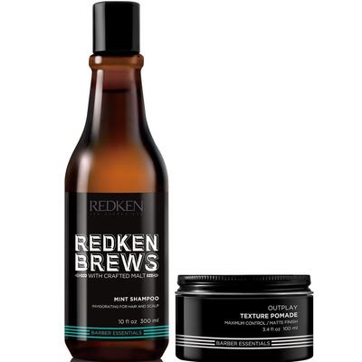 REDKEN SHAMPOO DE MENTA MINT + CERA OUTPLAY TEXTURE POMADE REDKEN BREWS MEN