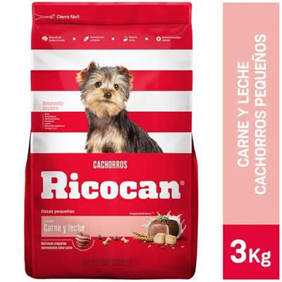 RICOCAN COMIDA PARA PERROS CACHORROS RAZAS PEQUEÑAS CARNES Y LECHE BOLSA 8KG