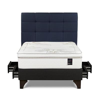 ROSEN DORMITORIO EUROPEO CON CAJONES ART 4 2 PLAZAS + RESPALDO ISSEY AZUL