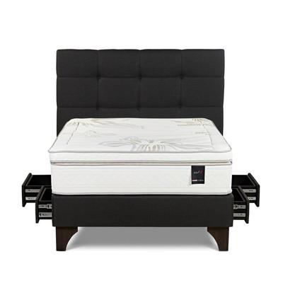 ROSEN DORMITORIO EUROPEO CON CAJONES ART 4 2 PLAZAS + RESPALDO ISSEY GRAFITO