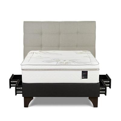 ROSEN DORMITORIO EUROPEO CON CAJONES ART 4 2 PLAZAS + RESPALDO ISSEY NIEBLA