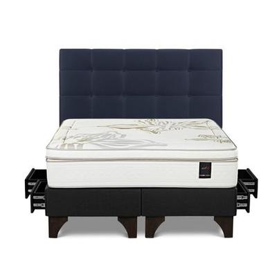 ROSEN DORMITORIO EUROPEO CON CAJONES ART 4 KING + RESPALDO ISSEY AZUL