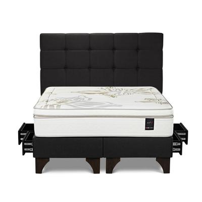 ROSEN DORMITORIO EUROPEO CON CAJONES ART 4 KING + RESPALDO ISSEY GRAFITO
