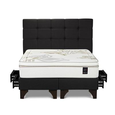 ROSEN DORMITORIO EUROPEO CON CAJONES ART 4 QUEEN + RESPALDO ISSEY GRAFITO