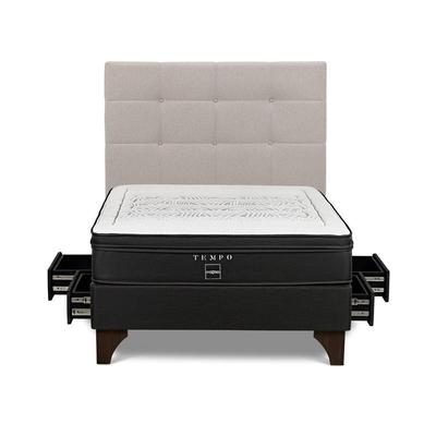 ROSEN DORMITORIO EUROPEO CON CAJONES TEMPO 2 PLAZAS + RESPALDO ISSEY