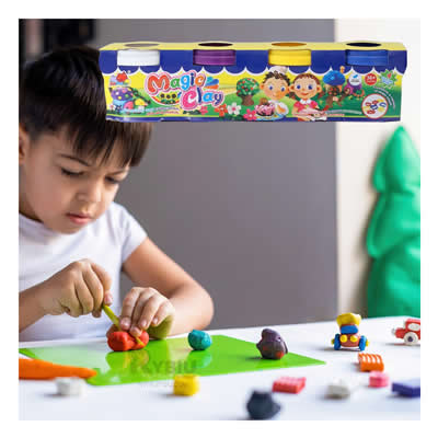 RYBIU IMPORT SET DE PLASTILINA DE 4 COLORES EN VASITOS EN CAJA MULTICOLOR 8150-E