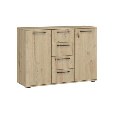 R&R MUEBLES COMODA MODERNA 4 CAJONES 2 PUERTAS FIORI MARRON CLARO