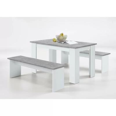 R&R MUEBLES JUEGO DE COMEDOR CON 2 BANCOS MODERNO ZULLY /GRIS 2 BANCOS