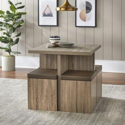 R&R MUEBLES JUEGO DE COMEDOR CON 4 BANCOS MODERNO KAMILLE MARRON 4 BANCOS