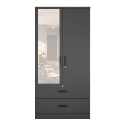R&R MUEBLES ROPERO MODERNO CON ESPEJO MEG 2 PUERTAS 2 CAJONES