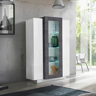 R&R MUEBLES VITRINA MODERNA PATRICIA 3 PUERTAS GRIS OSCURO