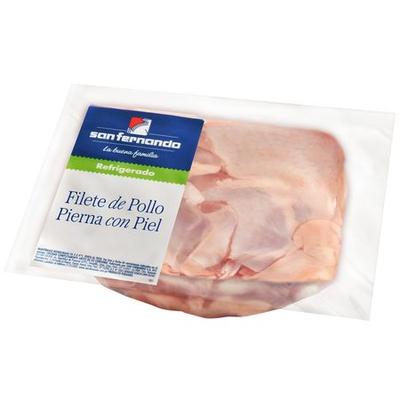 SAN FERNANDO - FILETE PIERNA POLLO CON PIEL EMPACADA AL VACIO