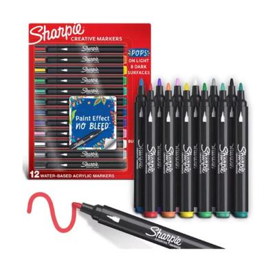 SHARPIE MARCADORES ACRILICO PUNTA BALA MULTICOLOR 12 PIEZAS