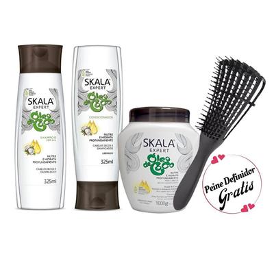 SKALA PACK OLEO DE COCO CABELLO SECO DAÑADO + CEPILLO DEFINIDOR GRATIS