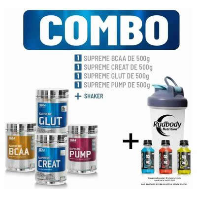 SUPREME NUTRITION COMBO SUPREME BCAA 500GR+SUPREME GLUT 500GR+SUPREME CREAT 500GR+SUPREME PUMP 500GR+SHAKER
