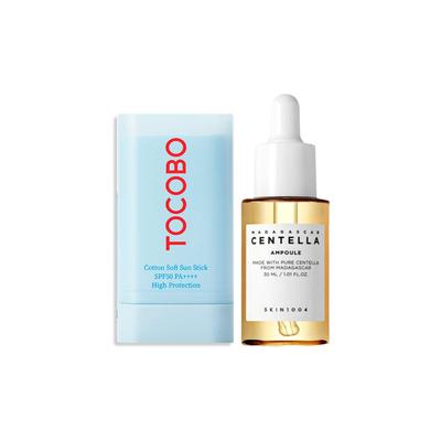 TOCOBO BARRA SOLAR SPF 50 COOTTON 19GR + DERMOCOSMETICA SERUMS SKIN 1004 MADAGASCAR CENTELLA AMPOULE 30 ML