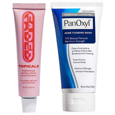 TOPICALS SET TRATAMIENTO FACIAL FADED MINI 15 ML + FOAMING ACNE WASH MAXIMUM PANOXYL 15 ML + 156 GR