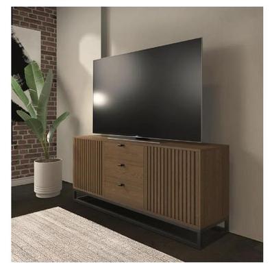 TU MESITA MESA CLASICA DE TV 75 JIMMY MELAMINA 18MM BASE METAL MARRON 2 PUERTAS 2 CAJONES