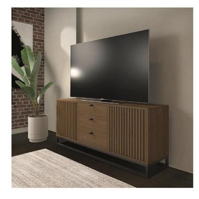 TU MESITA MESA CLASICA DE TV 78 JIMMY MELAMINA 18MM BASE METAL MARRON 2 PUERTAS 2 CAJONES