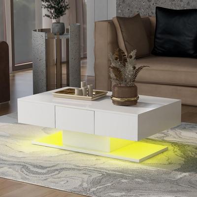 TU MESITA MESA DE CENTRO MODERNA AMAUTA 2 CAJONES LED