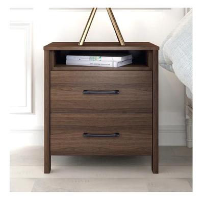 TU MESITA MESA DE NOCHE VELADOR AMBER MELAMINA 18MM COLOR MARRON OSCURO 2 CAJONES