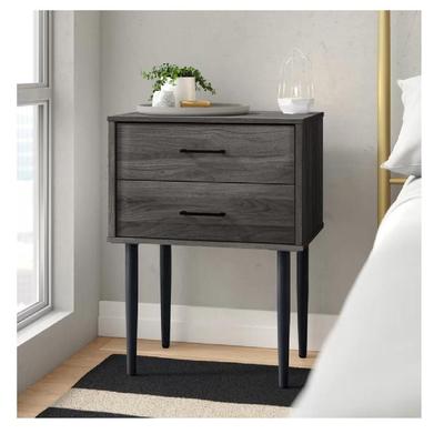 TU MESITA MESA DE NOCHE VELADOR PASCAL MELAMINA 18MM GRIS OSCURO 2 CAJONES