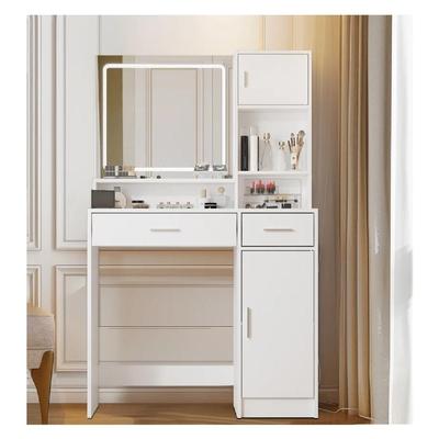 TU MESITA TOCADOR MODERNO ICARUS 2 CAJONES 2 PUERTAS ESPEJO LED