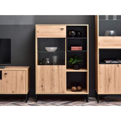 TU MESITA VITRINA MODERNA FLAVIA 1 PUERTA MAS REPISAS COLOR DUNA